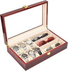 جعبه چوبی ساعت و عینک لوکس باکس کد 521