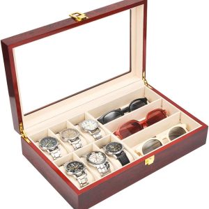 جعبه چوبی ساعت و عینک لوکس باکس کد 521